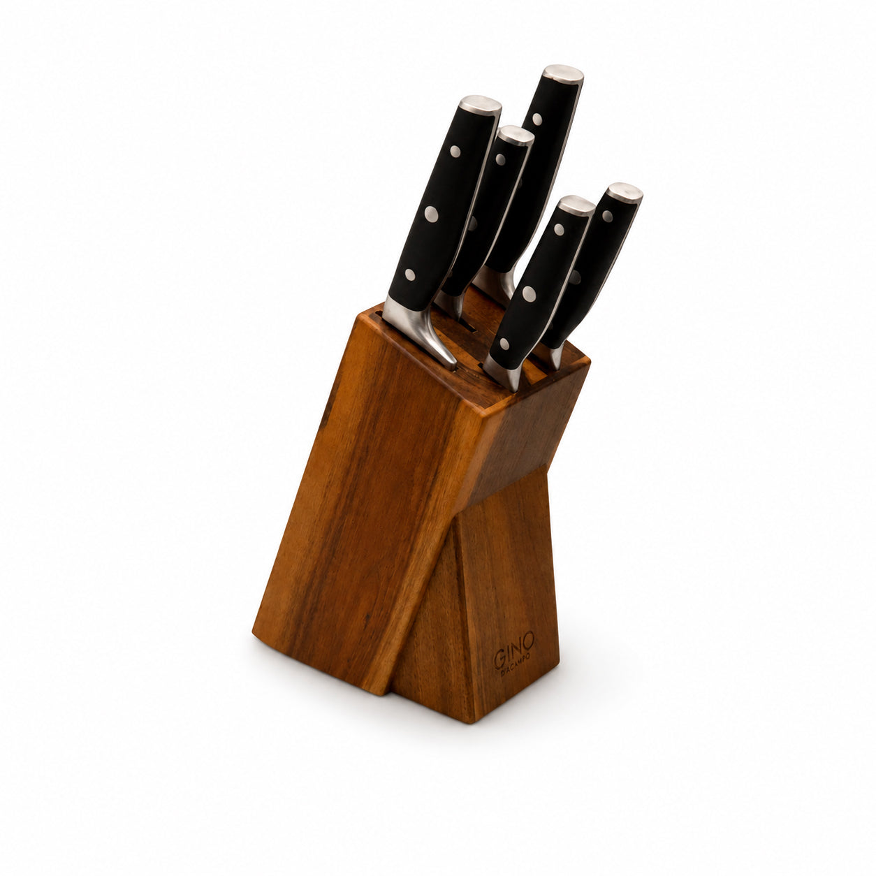 Gino D'Acampo Pro 5 Piece Knife Set with Acacia Wood Block