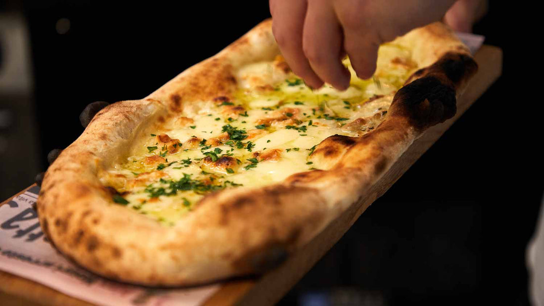 Cheesy Garlic Pizza Bread with Taleggio, Fresh Parsley & Extra Virgin Olive Oil