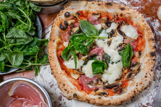 Capricciosa with Roasted Ham, Mushrooms & Fresh Basil