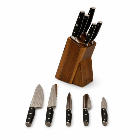 Gino D'Acampo Pro 5 Piece Knife Set with Acacia Wood Block
